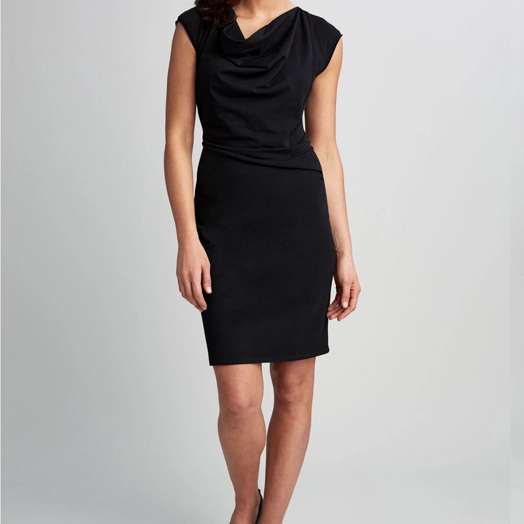 Elie Tahari Cowl Neck Ruched Dress Black Size Small Nwt